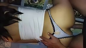 creampie white thong