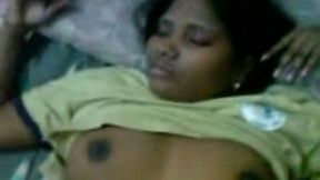 My buddy's dark skinned Indian girlfriend lets him finger her pussy a bit