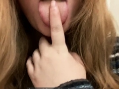 Naughty Gypsy Plays with Herself in Bathroom at Work