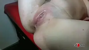 Skinny girl gets a mouthful in wild gang bang