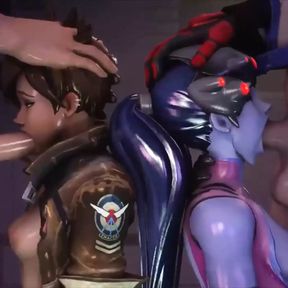 Widowmaker ANd Tracer Both Getting Face Fucked Hard