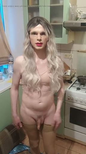 MarinaTS - the first ever scene with the dildo