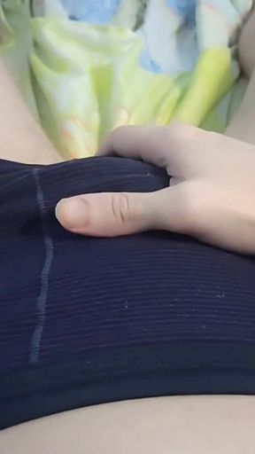 Teasing My Throbbing Bulge - Jerking off Through the Thin Fabric