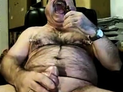 Dad pumps cock and cum