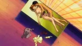 Young anime couple shares intimate romance in cozy bedroom moment