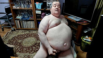 The big belly fat man is again wonderfully masturbating