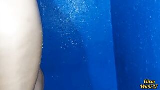 My stepsister washing her snatch after FUCKING