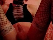 Emo femboy takes girthy dildo