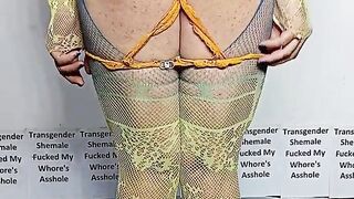 An Arab trans : having my facehole pulverized and my insatiable arse drilled by a fake penis, catapulting it—along with the testicles—totally into my rear.