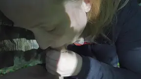 fantastic blowjob at the entrance of an old schoolhouse