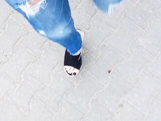 jeans and platform wedges - public crossdressing