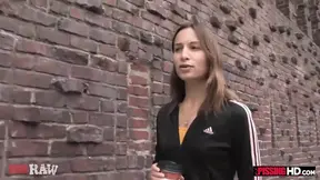 Dirty girl Amber Rayne plays with 2 golden showers and sucks cocks