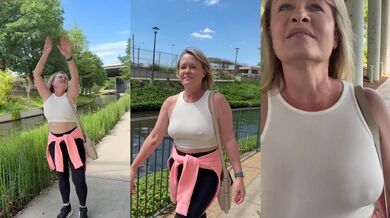 Braless Tank See Through in Public Big Tits Milf Flashing