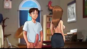 Sex with Natural Body MILF Alone in Her Office - Summertime Saga 28 By DarkCookie - 3D Porn Game