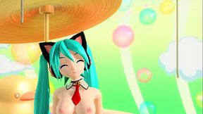 Virtual idol Miku shows off her big ass in a sexy mod cat costume