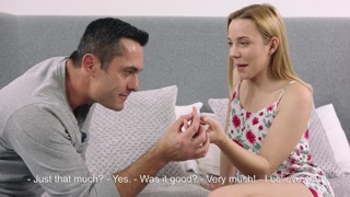 18 year old babe shows his hymen, and guy breaks it with his huge dick!