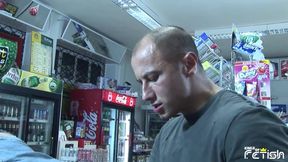 Horny salesman fucks hard Italian MILF with tight pussy who comes for shopping