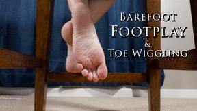 Barefoot Footplay and Toe Wiggling Feet Soles Fetish Under Chair - Kylie Jacobsx - MP4 1080p HD
