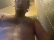 gym showers.  Construction worker letting out a load after this work out