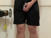 Caged Chinese college student masturbation in staircase