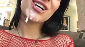 She deep throats them aggressively, giving some intense blowjob action until she'_s getting...