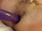 Alone on hotel hard play: souding, anal selffisting, DAP