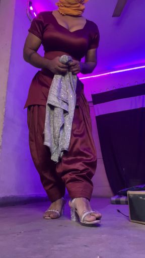 Memorable moment from &quot;indian crossdresser tight silk salwar suit shiny clothes&quot;