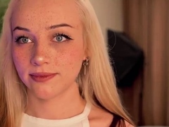 Amateur blonde does solo dildo tease on webcam