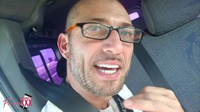 rebecca is always horny and she fucks two black guys during a van trip to the airport!