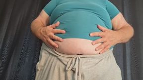 Belly Play In Tight Tee Shirt
