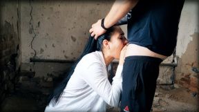 Throat-Fucked By Horse-Haired Beauty, Balls To The Back Of Mouth
