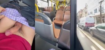 Latino Plays With His Uncut Cock On Public Bus