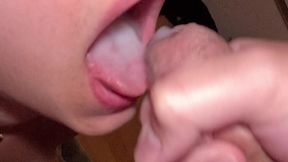 Close up Cumshot and Swallow