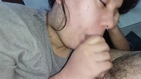 best blowjob and handjob ever &mdash;  she takes the dick&#x1F346; deep in her throat making him lose control