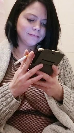 Pregnant MILF Smoking Cigarette