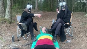 Smoke break and shoes worship in the forest with My bestie
