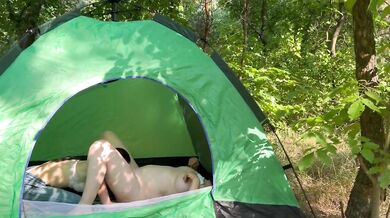 Big tits in the woods lesbian cum gush 4k forest sex in tent