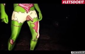Masked Men Surprise Petite Lullu Gun in the Backseat - A Halloween Adventure!