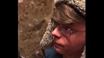 Bathroom blowjob
