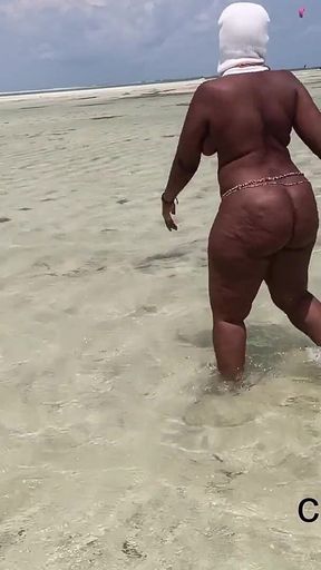 Flashing Twerking at a Beach in Africa