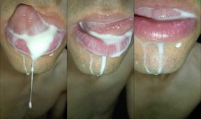 Gagging on that big thick cock face fucked sloppy tonsils flooded