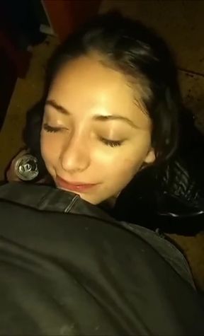 Cute amateur babe enjoys a sloppy blowjob