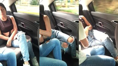 Horny Latina trio rips glove tight squirming in my car