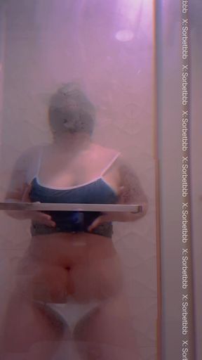 Asian Fetish BBW Strip Tease Dance and glass licking (Part 1)