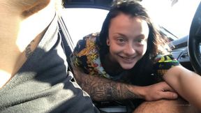 goth alessa savage gives messy bj in the car porn video