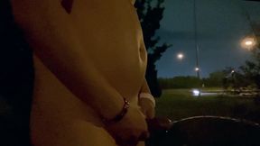 Midnight Roadside Piss Flex: Naked Muscle God Unleashed