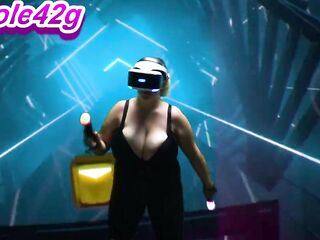 Nicole42g plays Beat Saber. S1 Ep1b: "Boundless" Playing in Bra! Difficulty Normal:)