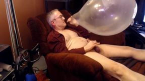 Balloonbanger 61) Step daddy Blowing Up 17inch Balloon, Jerk, Cum And Pop!