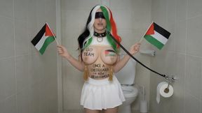 Pute Blanche Palestinian Cheerleader Whore - Toilet Worship, Flag Kissing & Tit Slapping Degradation