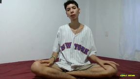 Jerking My Bick Twink Cock While Sucking a Black Dildo Until I Cum